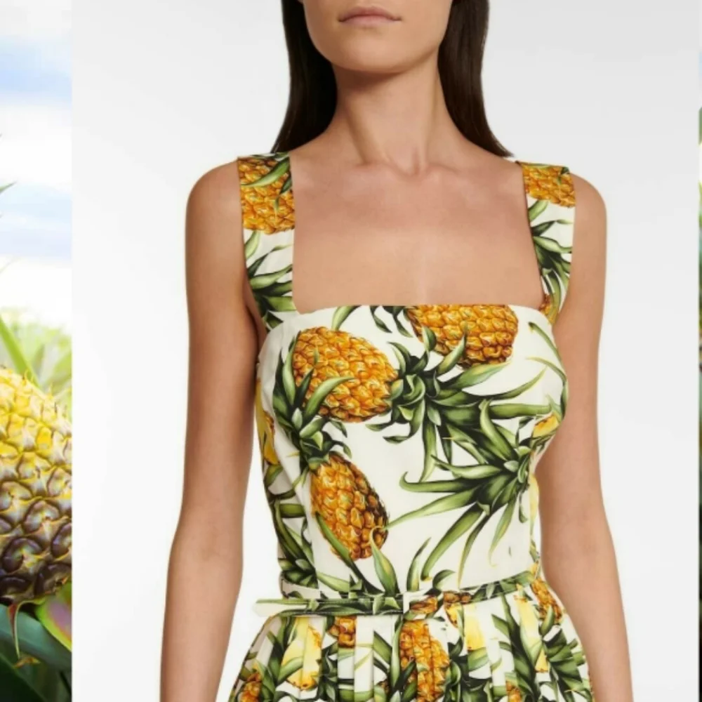 *□$2,400 NEW OSCAR DE LA RENTA PINEAPPEL MIDI RUNWAY DRESS US 10 M - Picture 7 of 16